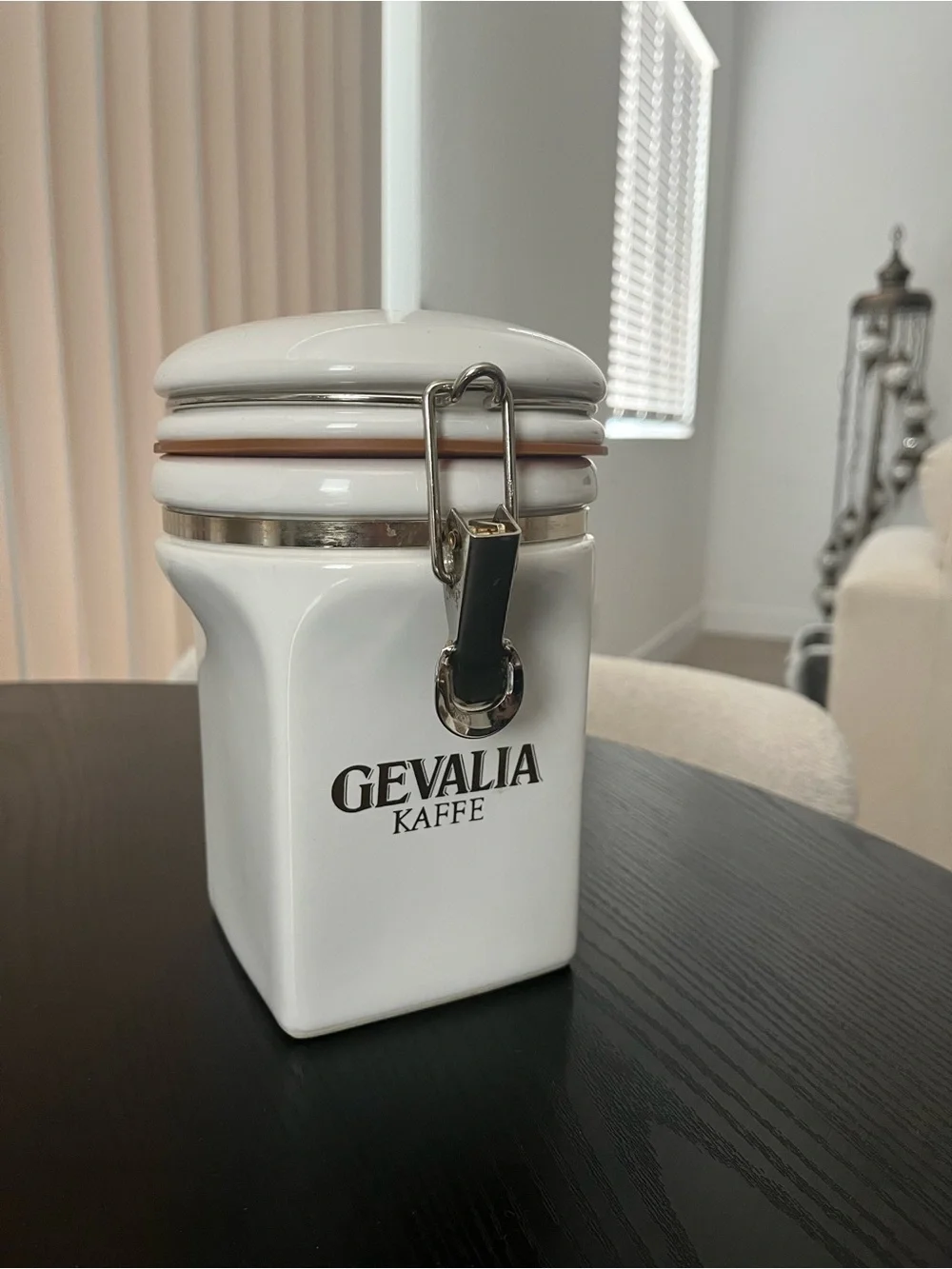 Gevalia Kaffe White Ceramic Coffee Canister